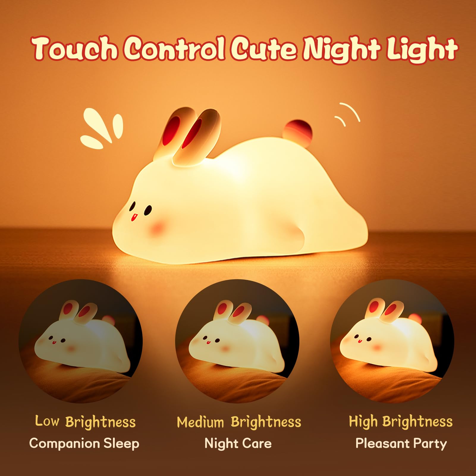 Cute Bunny LED Night Lamp - (Rechargeable)