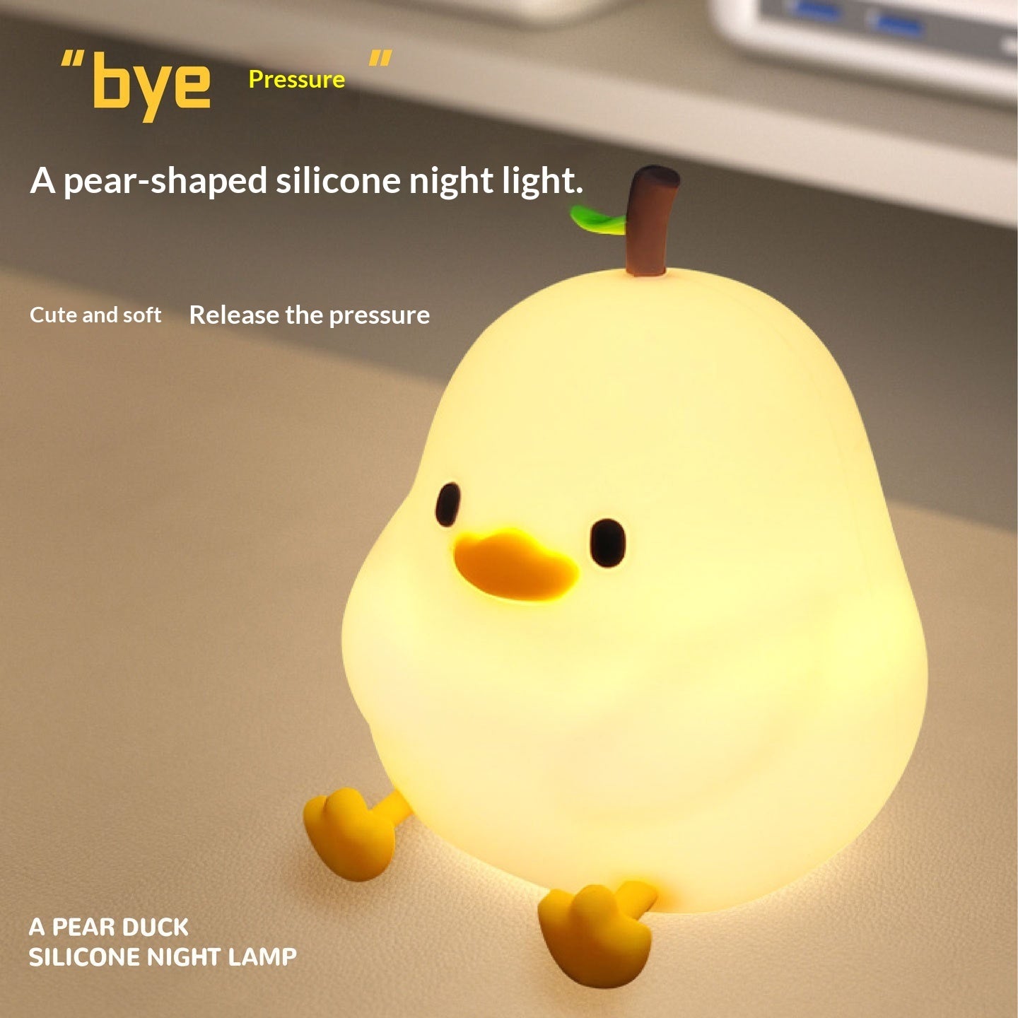 Pear‑Shaped Silicone Night Light (Rechargeable)