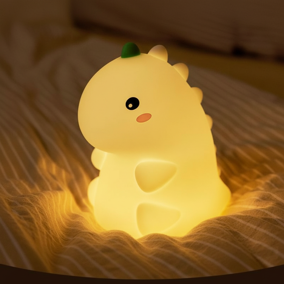 Dinosaur Silicone Night Light (USB‑C Rechargeable) – Pat Control, 3-Level Dimming