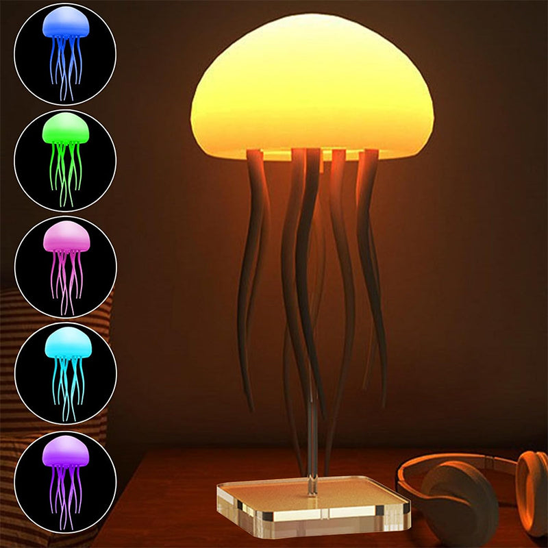 Jellyfish Mood Lamp (USB-C Rechargeable) – Swirling Tentacles, 17 RGB Colors + Voice Control