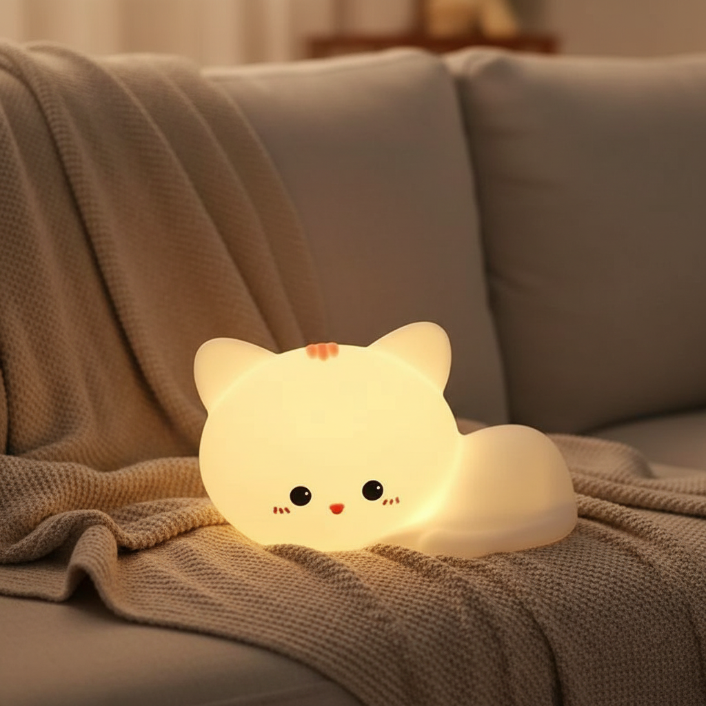 Cute Cat Silicone Lamp For Children