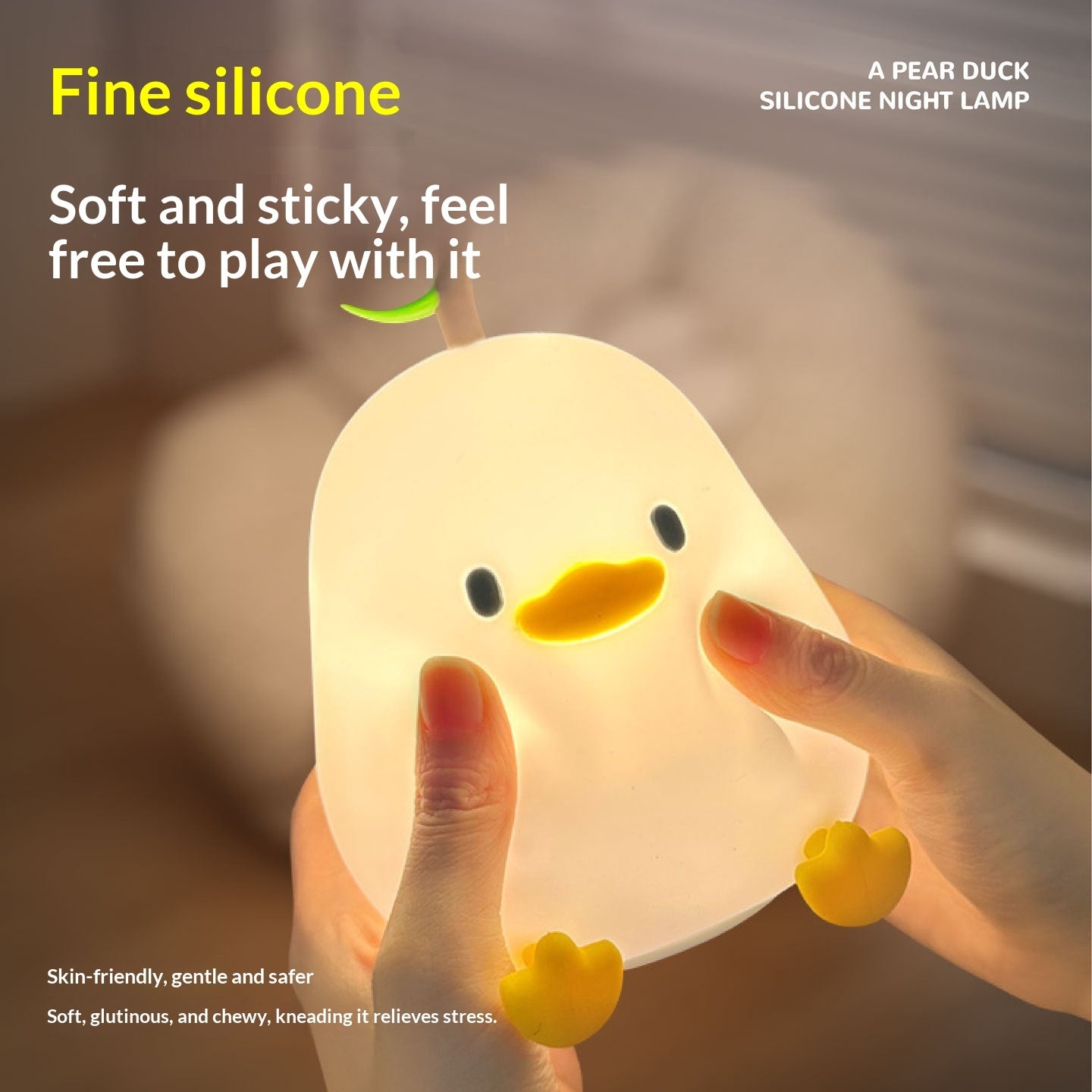 Pear‑Shaped Silicone Night Light (Rechargeable)