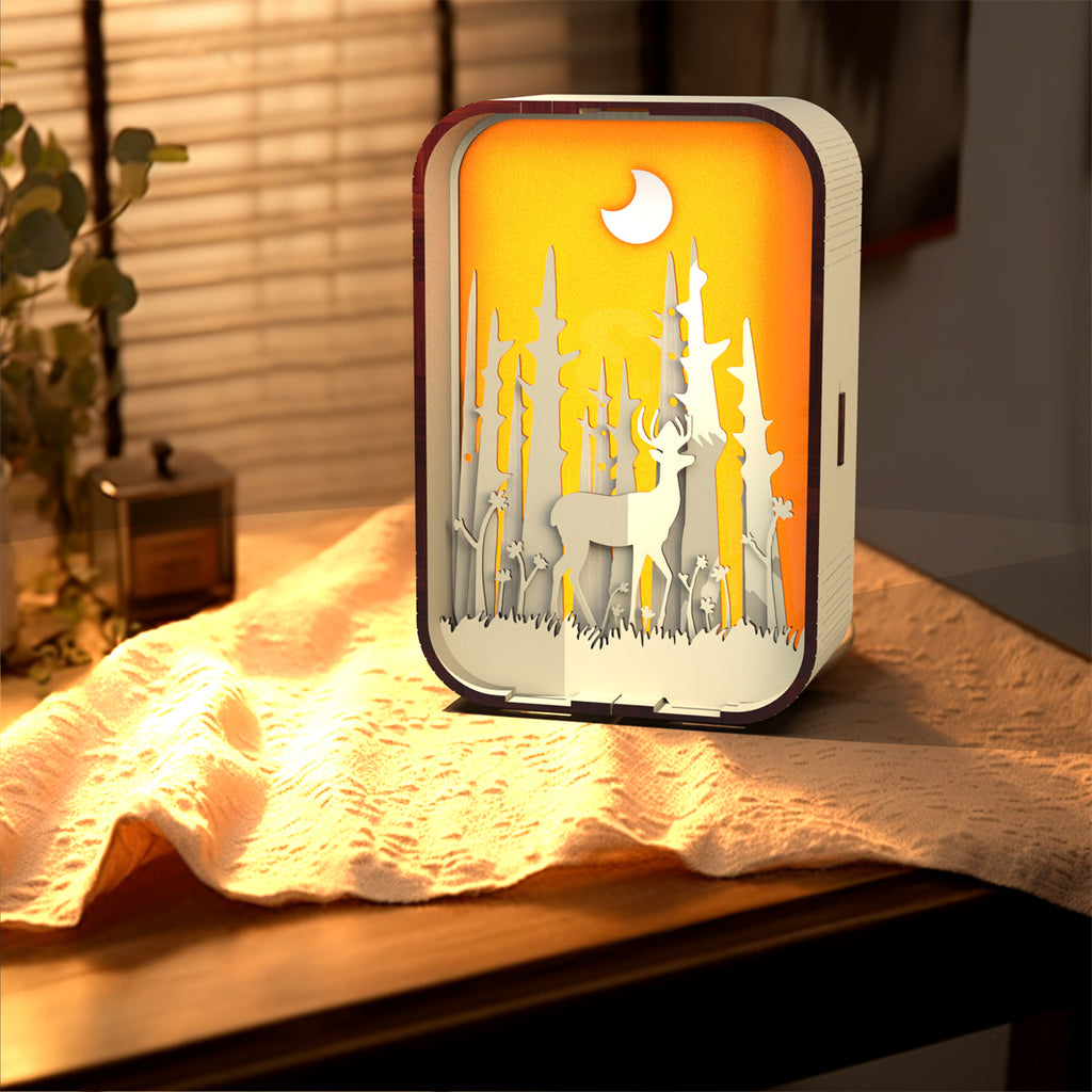 Woodcarving Deer Night Light – Minimalist USB Bedside Lamp
