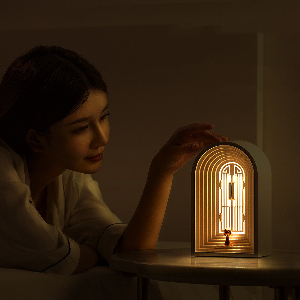 Nordic Table Lamp with Bluetooth Speaker – Stepless Dimming, Warm White Light