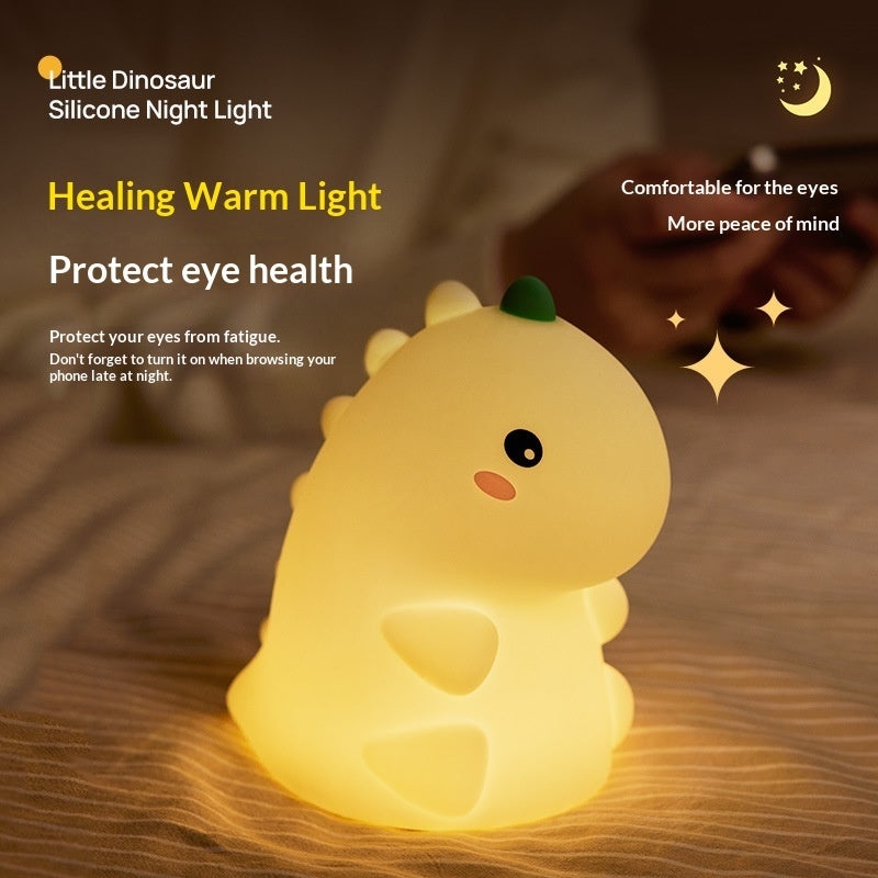 Dinosaur Silicone Night Light (USB‑C Rechargeable) – Pat Control, 3-Level Dimming