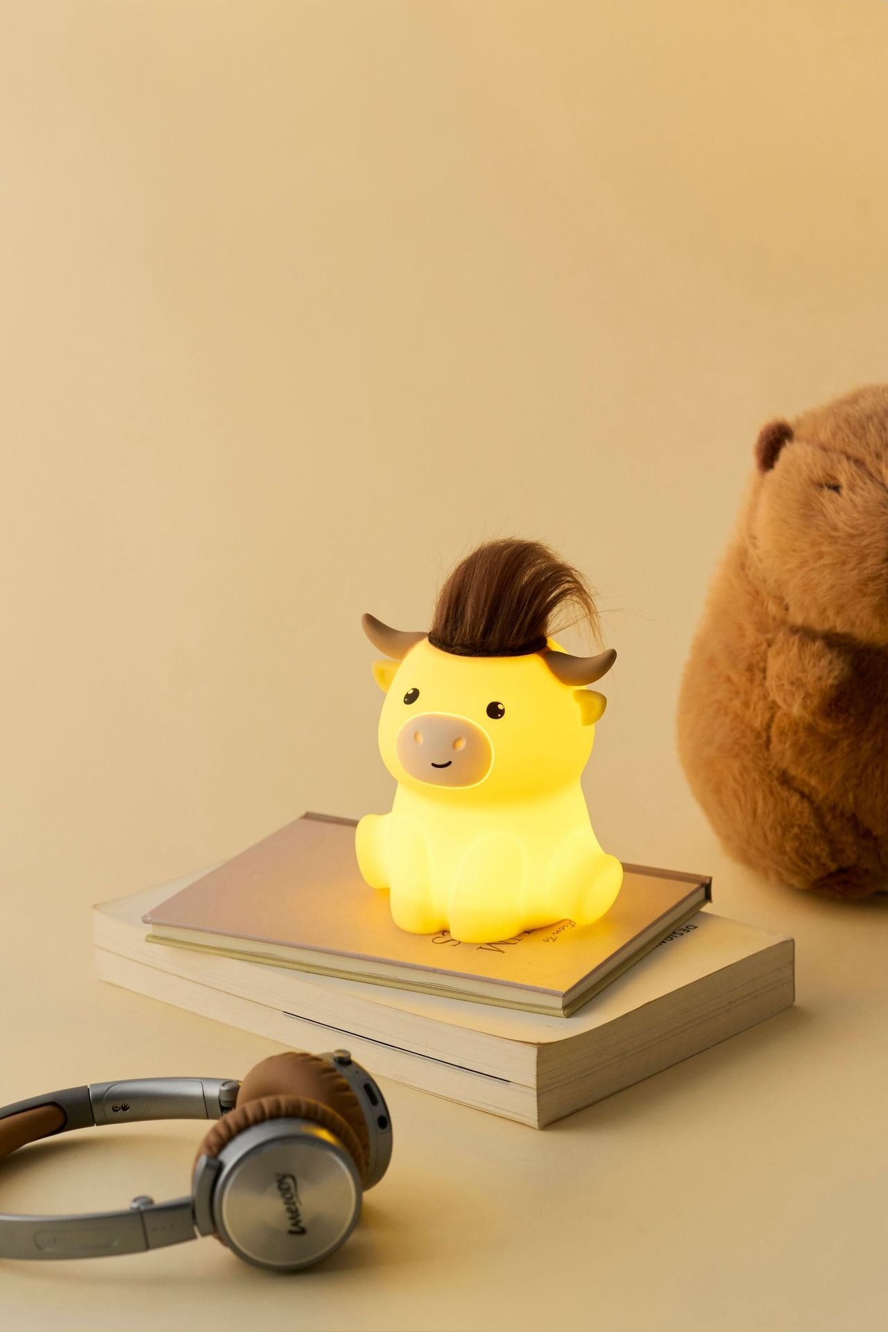 Highland Cow Ambient Night Lamp – Rechargeable Silicone Sleep Light