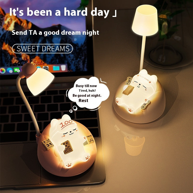 Sleeping Cat Silicone Night Light (Rechargeable) – Pat/Tap Control, 40+ Hour Battery